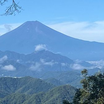 稜線手前の展望地にて富士山

ここまで九十九折りに登っていくのでキツくもなくゆるくもない道でした。
人気の山だけあって踏み跡もしっかりしていて（一ヶ所だけ崩れ気味のところありました）歩きやすかったです

