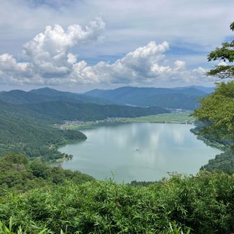 賤ヶ岳山頂から余呉湖がよく見えます