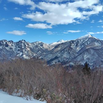 右から、雨飾山、新潟焼山、鋸岳、鬼ヶ面山、糸魚川駒ヶ岳