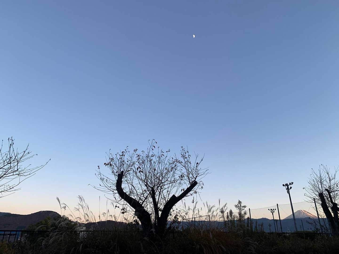 駐車場から
お月さま撮ったつもりが富士山も入っててラッキー✌️🌓
まだ日が暮れてないのに写真に撮るといい感じ😚