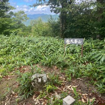 西大峯山山頂です。四等三角点があります。
点名: 崇峰山、標高: 1009.7 m。
眺望は北側の一部、南側の一部が望めます。画像は北側を見ています。
手前に木製のベンチがあり、休憩には良いです。