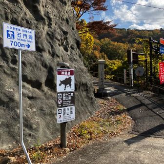 車道を下り、登山道入口に到着です
左回りで登ります