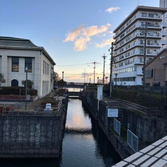 疏水おはよー　
琵琶湖の水、止めたろか　の地点です😊

このあと浜大津を経由しJR大津駅までラン🏃‍➡️