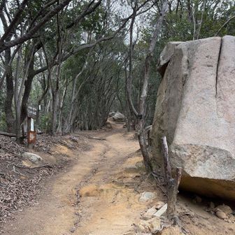 落ちない岩の横、、こっちは裏側です
