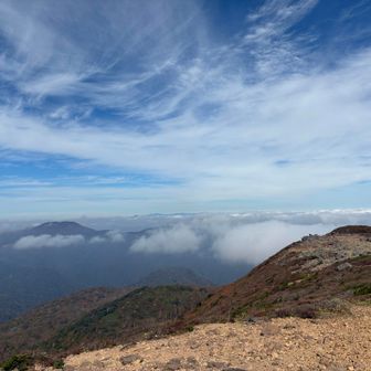 奥に磐梯山と吾妻山と安達太良山。