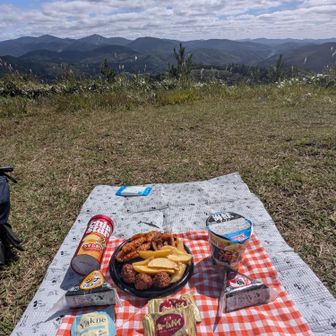 雲月山⛰️到着💞
早めのランチ😋
私の大好きな
ラ・◯ーのオードブル😍
ポテト＆肉団子＆エビチリ＆イカフライ　399円　お得です👍
🍙梅とシーチキン
カップラーメン半分こと
お菓子