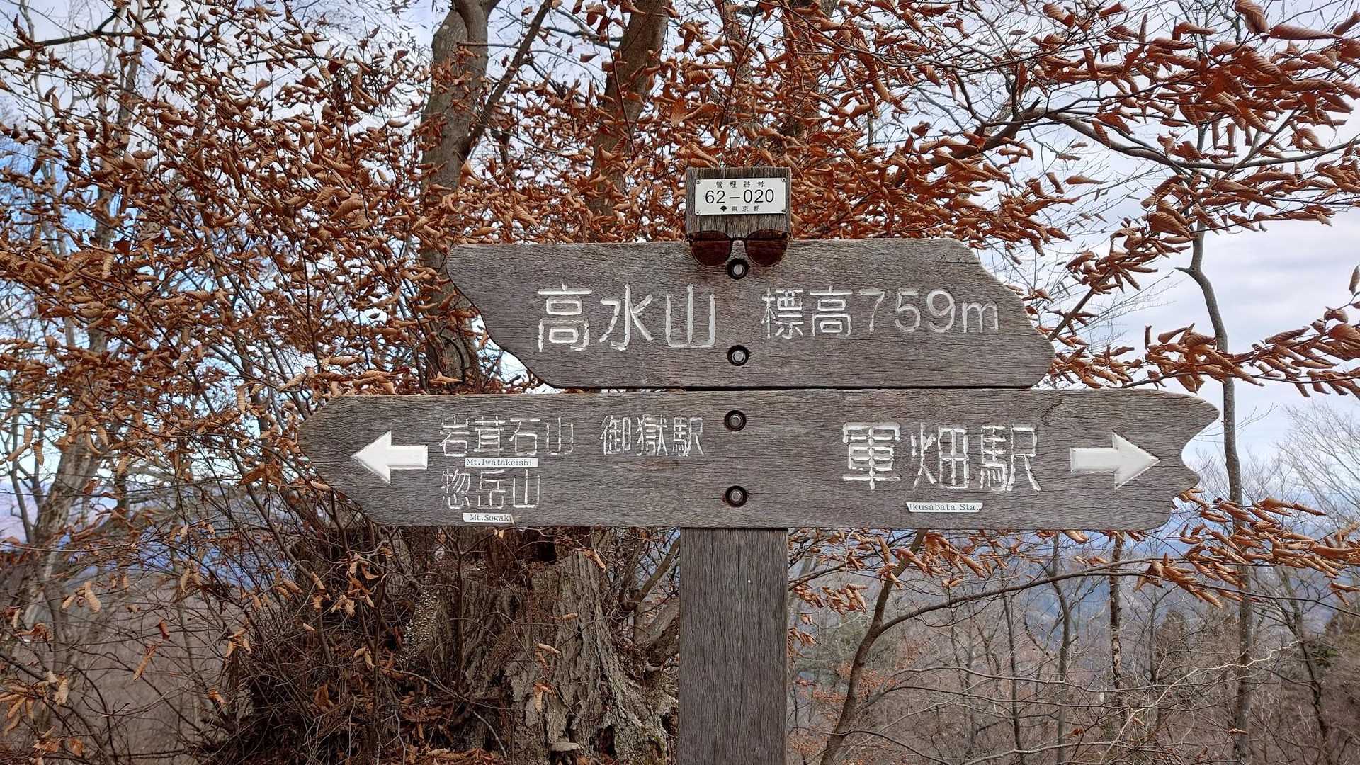軍畑駅-常福院-高水山-岩茸石山-惣岳山-沢井駅 縦走コースの写真
