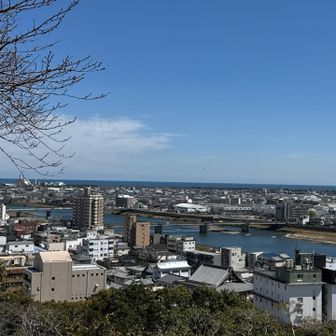 延岡市街と日向灘