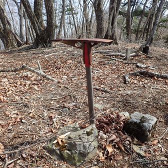 古いピッケルが挿してある