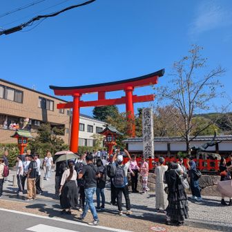伏見稲荷大社。
メチャ混みです