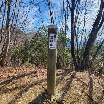 生藤山は東京都と神奈川県の県境にあるので、狭い山頂に山頂標識が二つあります。こちらには神奈川県側で「藤野町十五名山」と記載がありました。