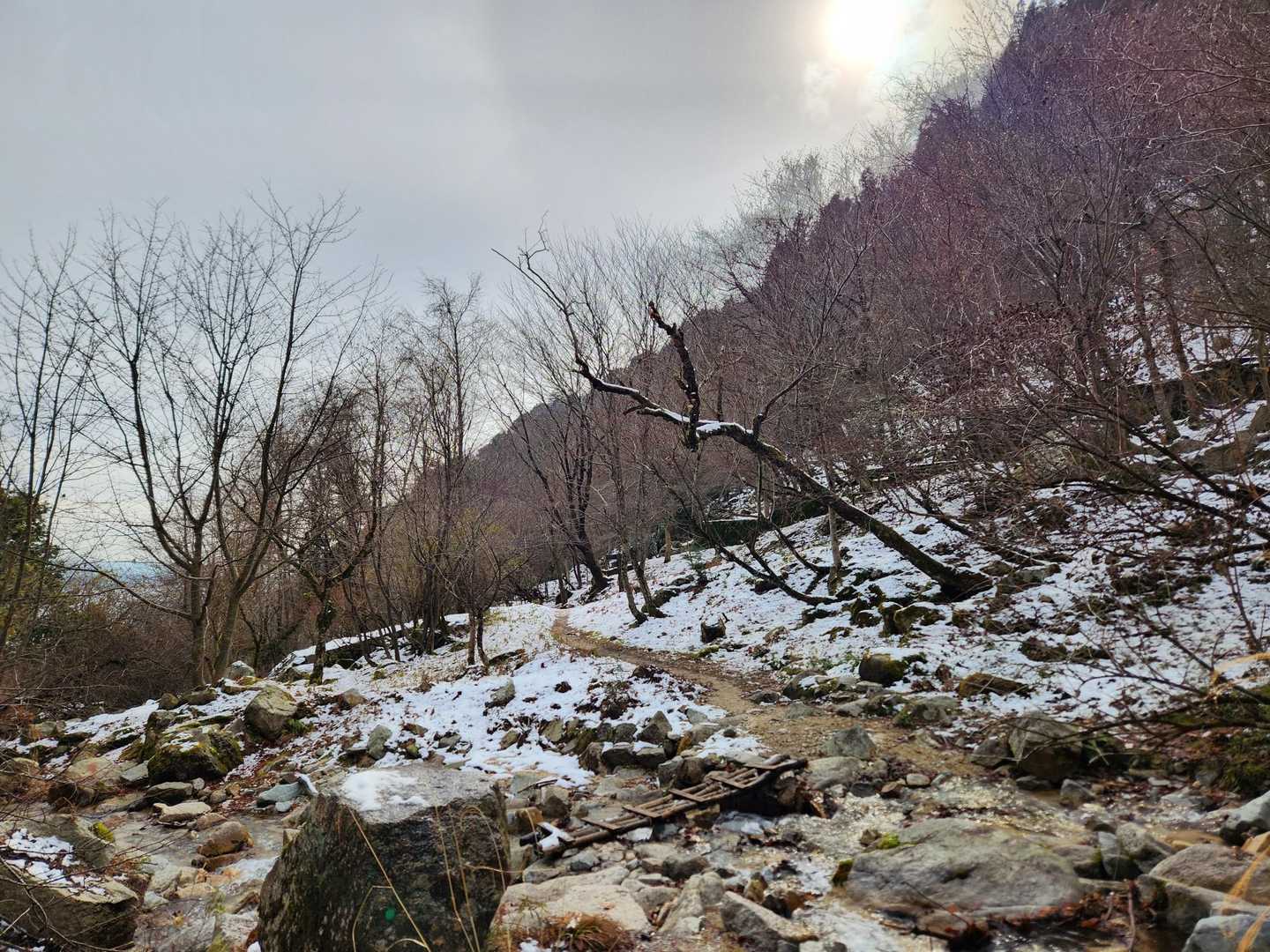 大山口まで下りてきた
アイゼンとストックを洗った