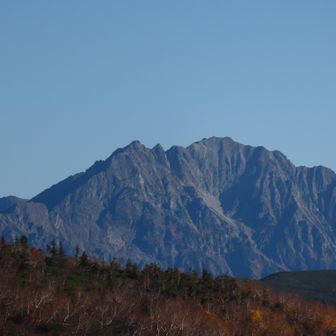 標高が上がると穂高連峰が見えてきた。