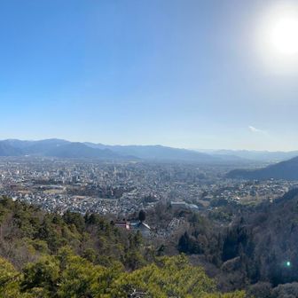 謙信物見の岩🪨の上からの景色
善光寺平を一望できる

昨年は先客がいたので登れなかったが、今年は登れた