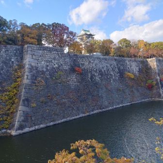  大阪城が見えると足を止めて撮影です