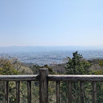 奈良市街地。
正面に三輪山