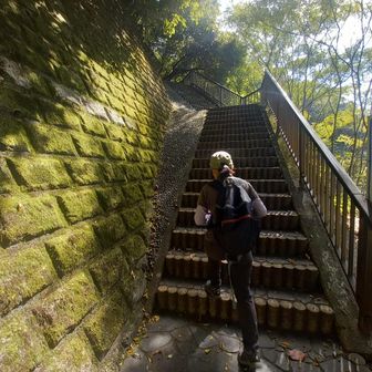 森林公園入口まで階段を登ります。200段以上ありました😱