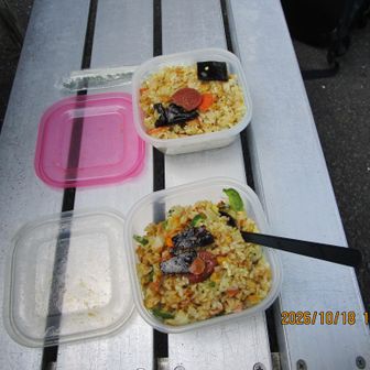 今朝作った炒飯、鶏胸ピカタは底にあるので見えないのが残念...
根本中堂前の蕎麦を食べに行ってたら下山は日没過ぎになっていたはず...