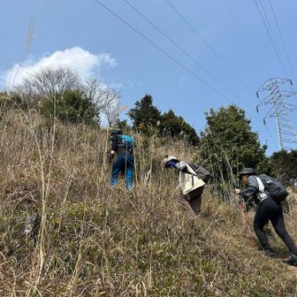 気持ちの良い登りを終えるとアスファルト道に出ます　この坂は展望が良くてとても気持ち良く足が出る坂
如意ヶ嶽では70名くらいのハイカーさんが昼食中🤣　　募集ハイクでした