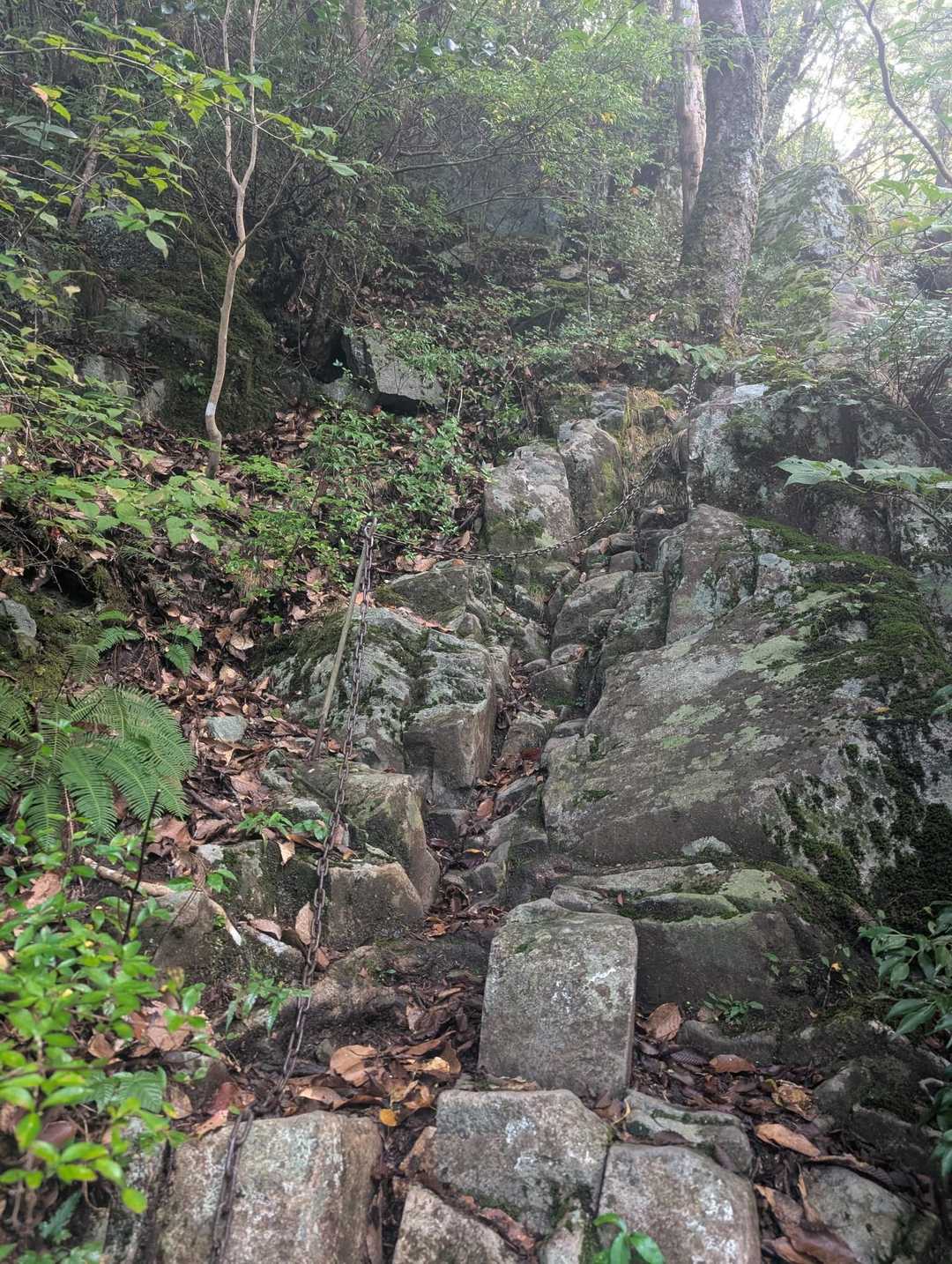 この辺りから岩場と鎖⛓️が出てくる