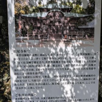 ドロドロ
ヌルヌル
を下って
松尾寺を見学に

ウロウロさせてもらいましたが
改装中で鉄パイプ等で囲まれていたので
正門にあった写真をパチリ

ここから
駐車場までアスファルト歩き
本日の約半分近くがアスファルト上だった？
