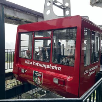 100人乗りのロープウェイ🚠
行きは緑、帰りは赤でした！