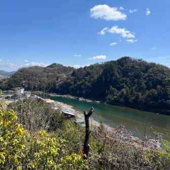 歩いてきた山王山、まるまる山、松尾山と長良川　ここは本当に良い眺めで気持ちがいい。大好き❤
