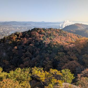 第五展望台より、東。鳩吹山（右）