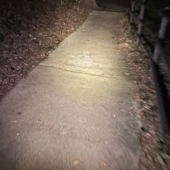 ピーク目指しちょっと行ってみますか。
普通に舗装路だし、普通にヘッデン持ってるし。
でも、工事中で山頂広場には入れず。