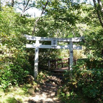 山之神の鳥居をくぐり抜けて進みます。