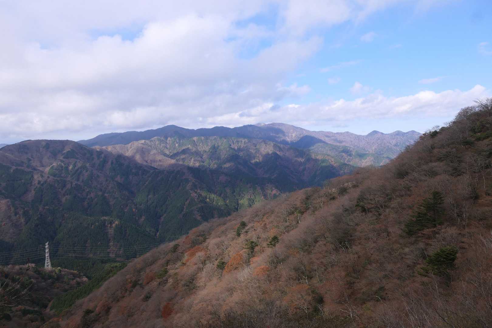 塔ノ岳や丹沢山が見えます。