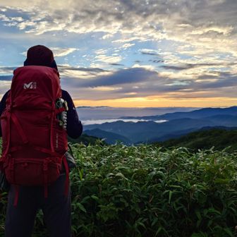 ご来光を無事に見れたので、切合小屋を出発🚶
お世話になりました😄