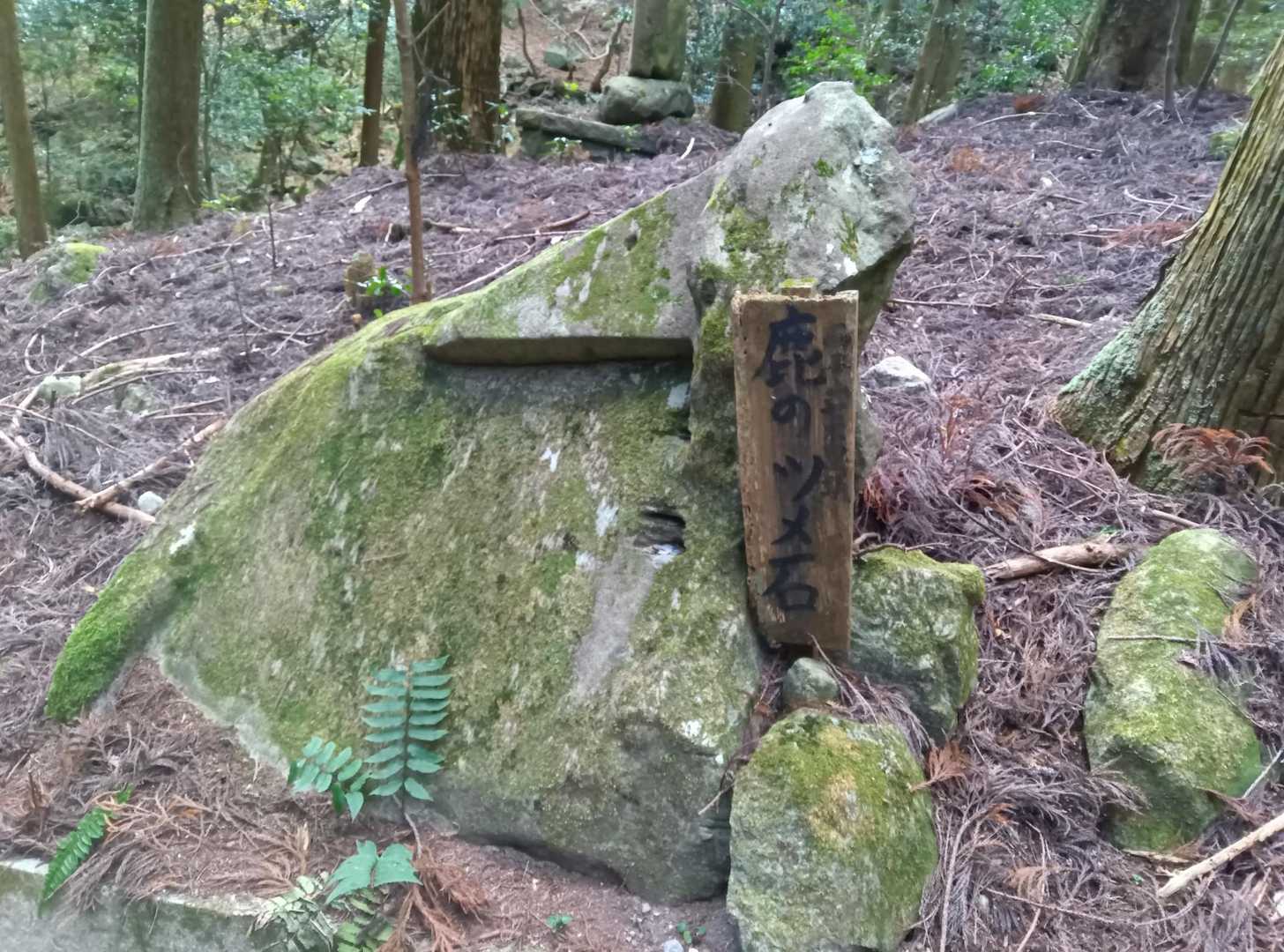両子山七不思議の１つ　鹿の爪岩
石に鹿の爪痕が