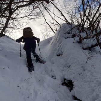 鎖場の壁っぽい所をよじ登る💪