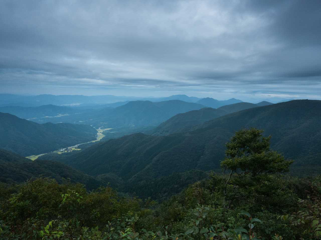 北側、大山は雲の中のようだ。
