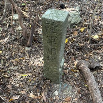 三角点をうろうろ探したがわからなか。代わりにコレ❓陸軍用地やて。