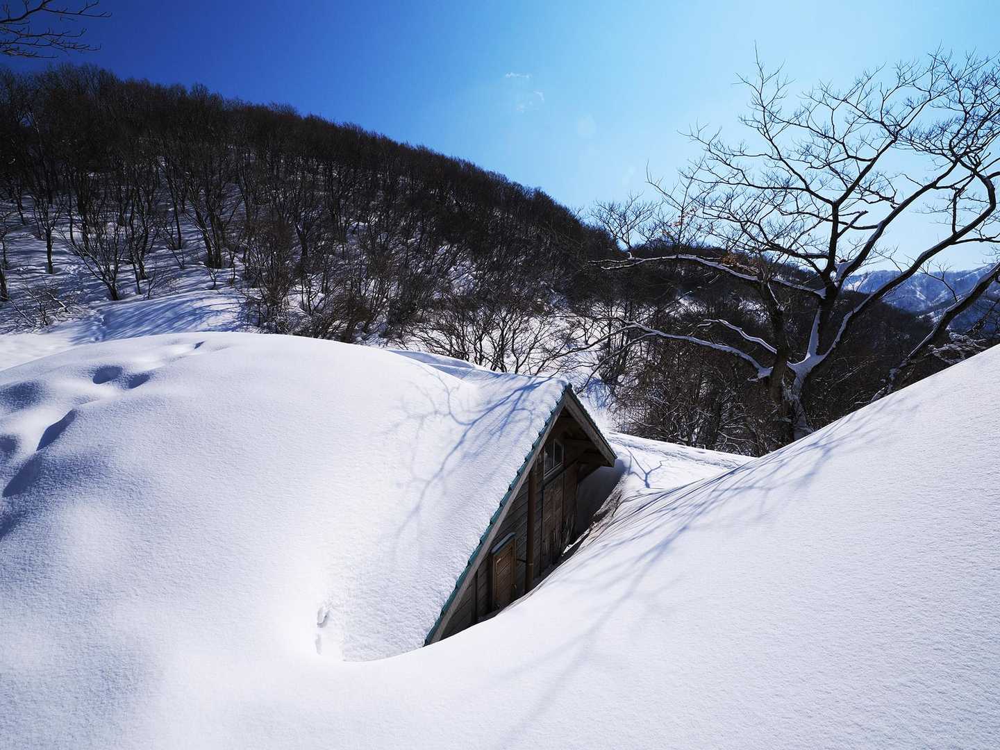 医王の里のトイレは雪の下でした。