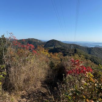 座談山手前からの富士山方面(快晴だが見えず)