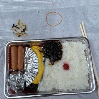 お昼ご飯もお弁当を頼んだけれど一種類しかないから同じものです