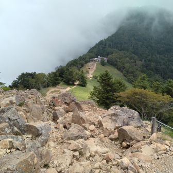 大菩薩峠へと下る、奥は熊沢山。