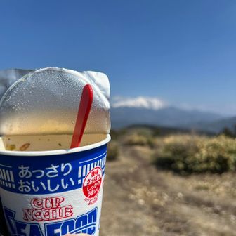 御嶽山眺めながら昼食