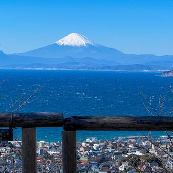 仙元山の標識と富士山