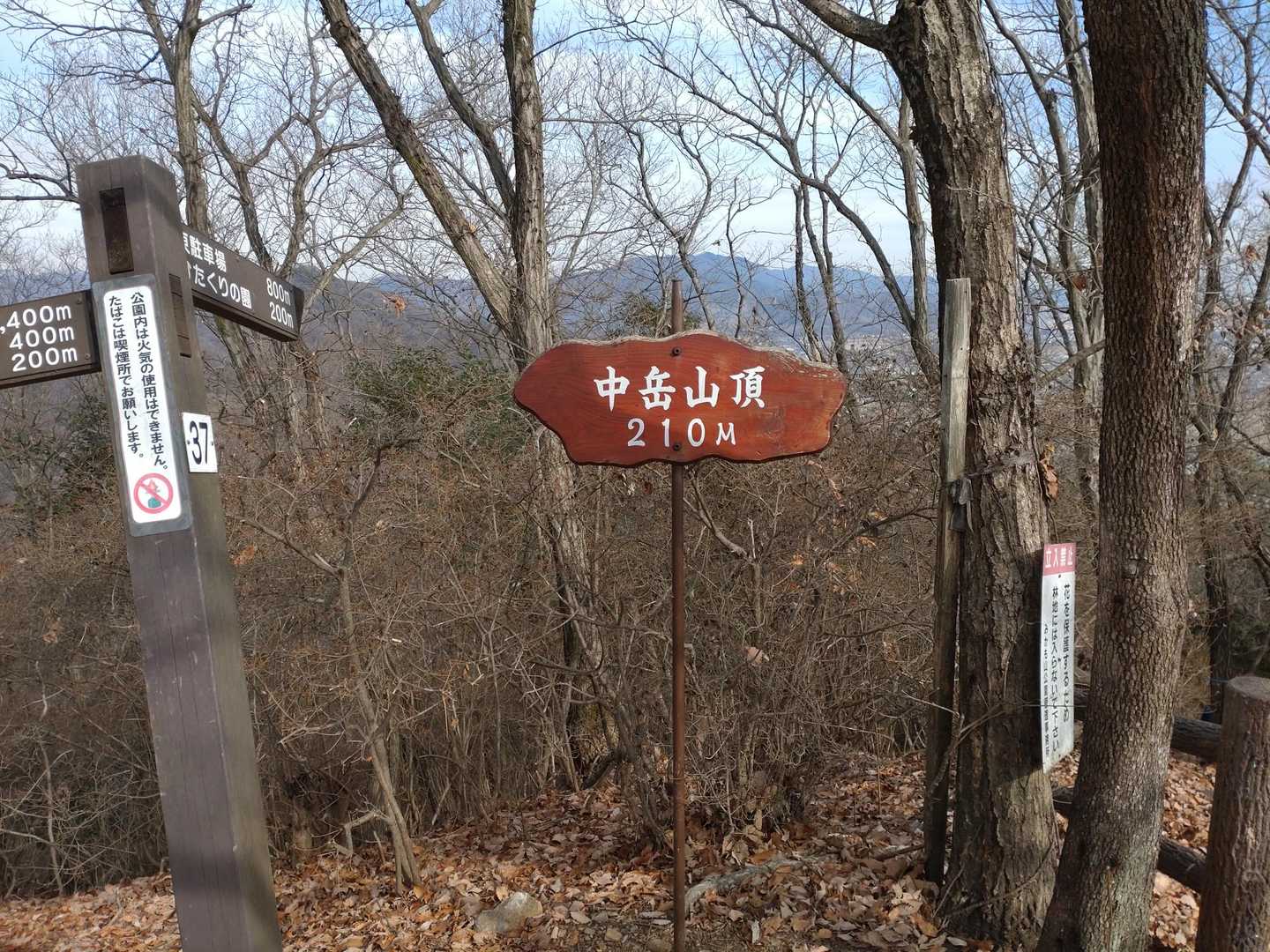 みかも山公園南口登山口-三毳神社-中岳-三毳山-山頂中継広 周回コースの写真