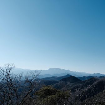 真ん中のノコギリの形は両神山
右にはすごく目立つ二子山