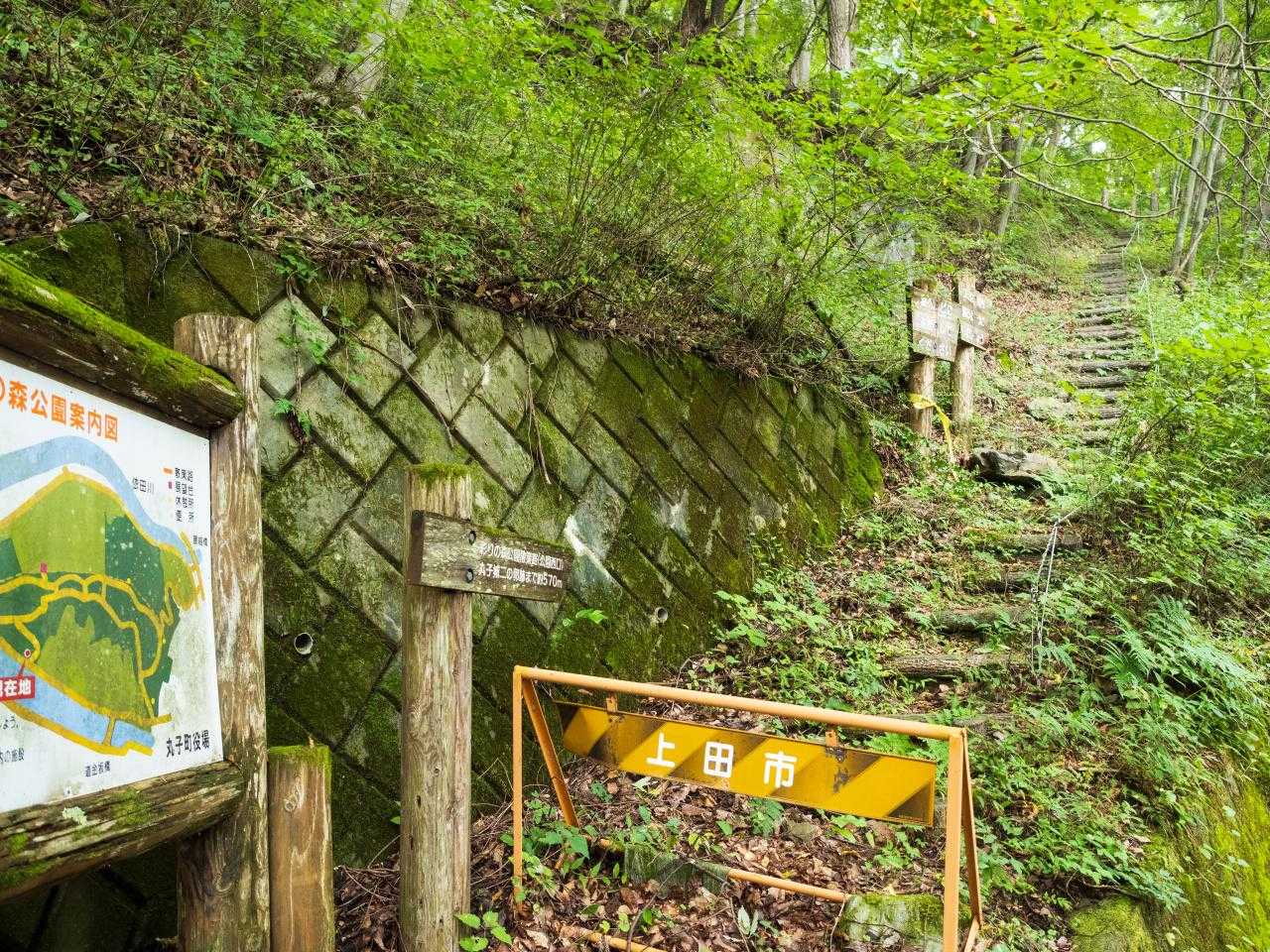 公園西口の登山口は通行止めだ。
