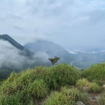 ガス多めが残念。隣のお山と由布岳