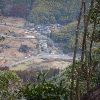 下を通る県道（三瀬神﨑線）がよく見える