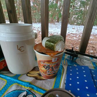 フードジャーに仕込んだ(妻が作った)おにぎり🍙
海苔も持参したので、至高の逸品🥰