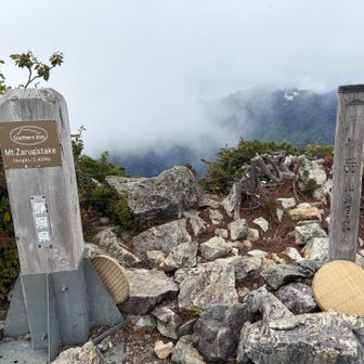 到着。山梨県と静岡県の２つ標識がある。
そして有名な笊。