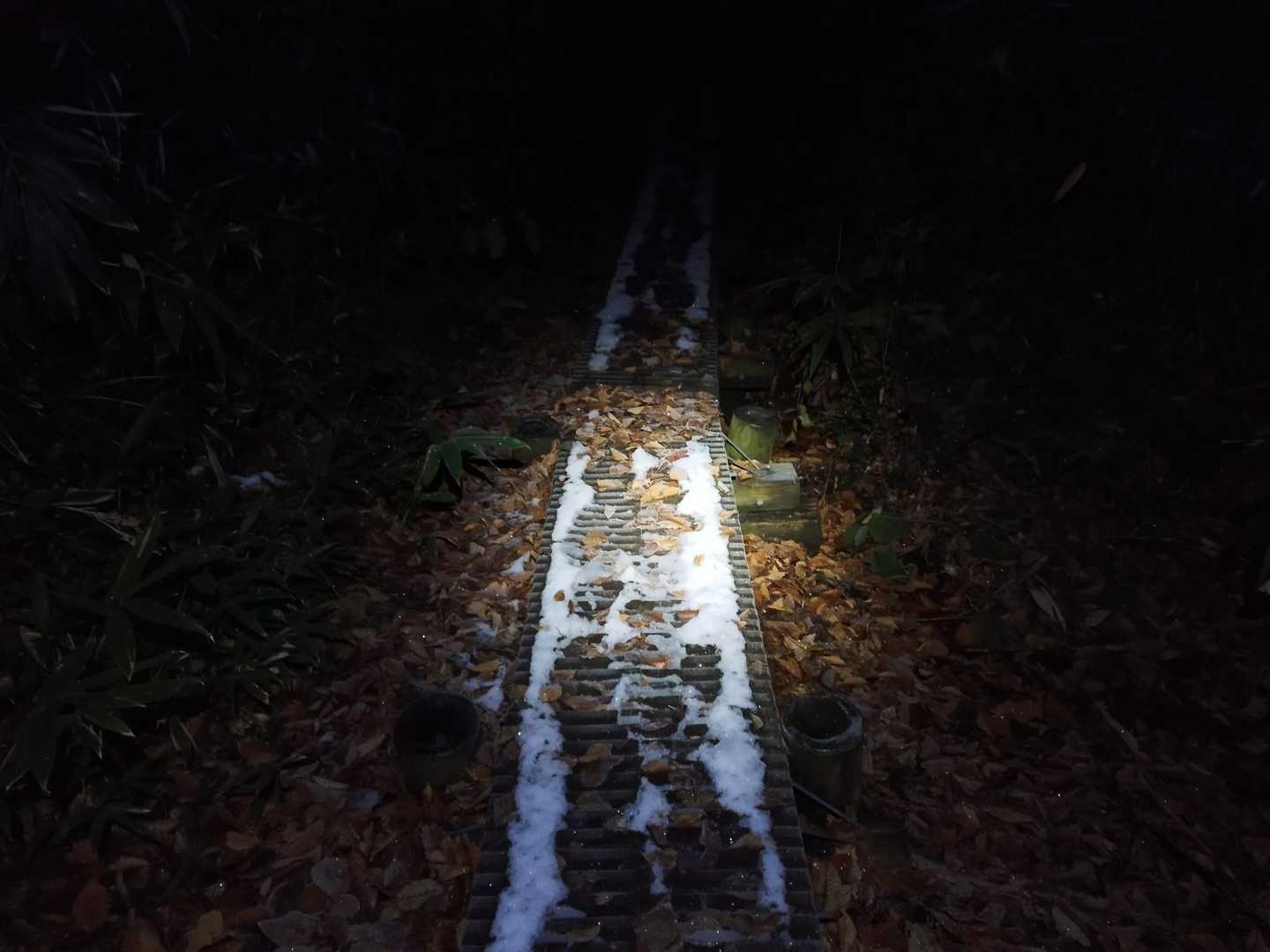 木道には薄っすら雪が積もってました。